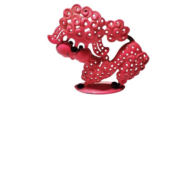 Vintage Hot Pink Poodle Earring Holder Metal Dog Earring Tree Revere MFG. USA - Picture 1 of 2